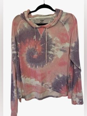 PINK Victoria's Secret Pink & Purple Tie-Dye Hooded Sweatshirt
